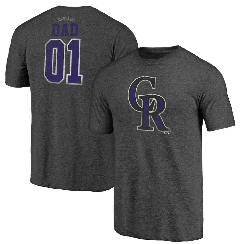 Black Colorado Rockies Father's Day Greatest Dad Tri-Blend T-Shirt