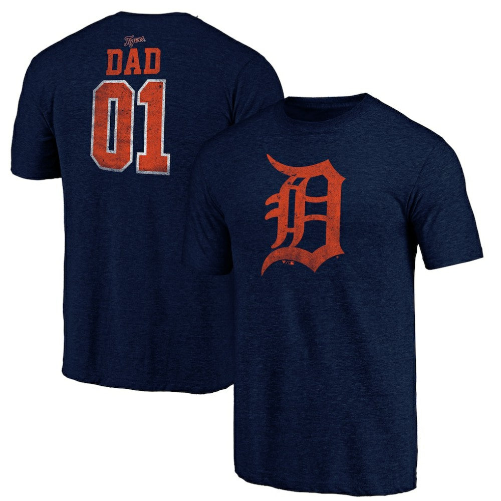 Navy Detroit Tigers Father's Day Greatest Dad Tri-Blend T-Shirt