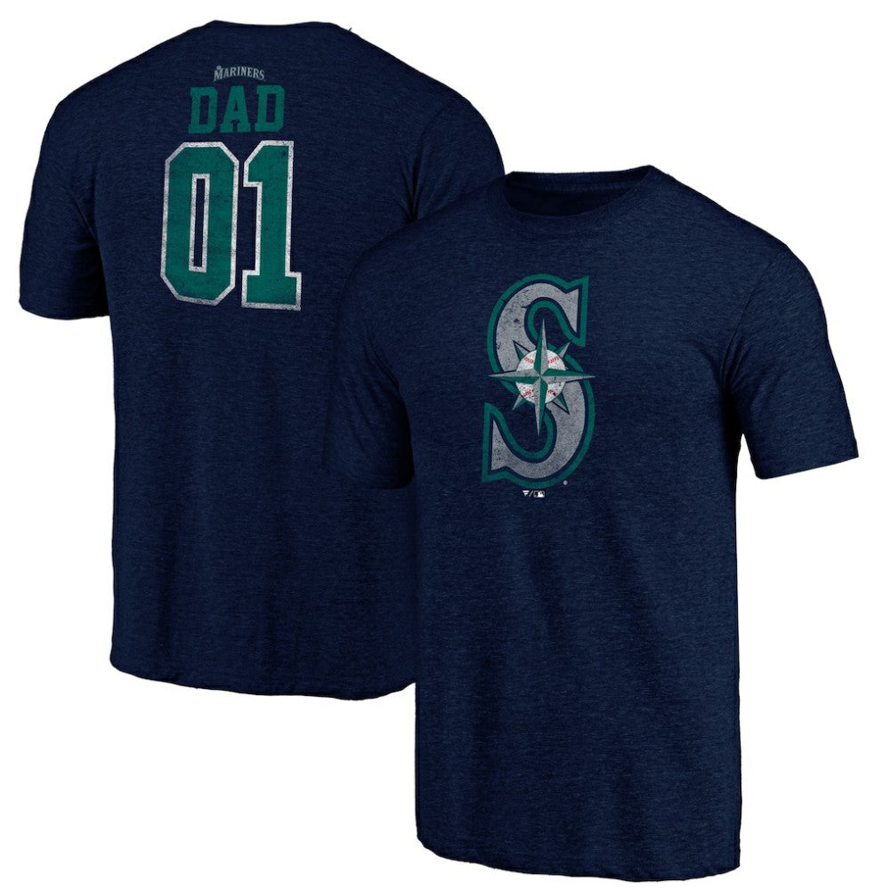 Navy Seattle Mariners Father's Day Greatest Dad Tri-Blend T-Shirt
