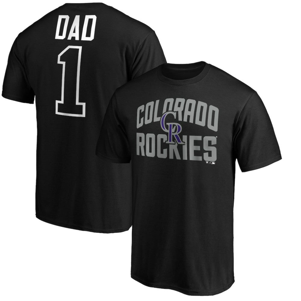 Black Colorado Rockies Father's Day #1 Dad T-Shirt