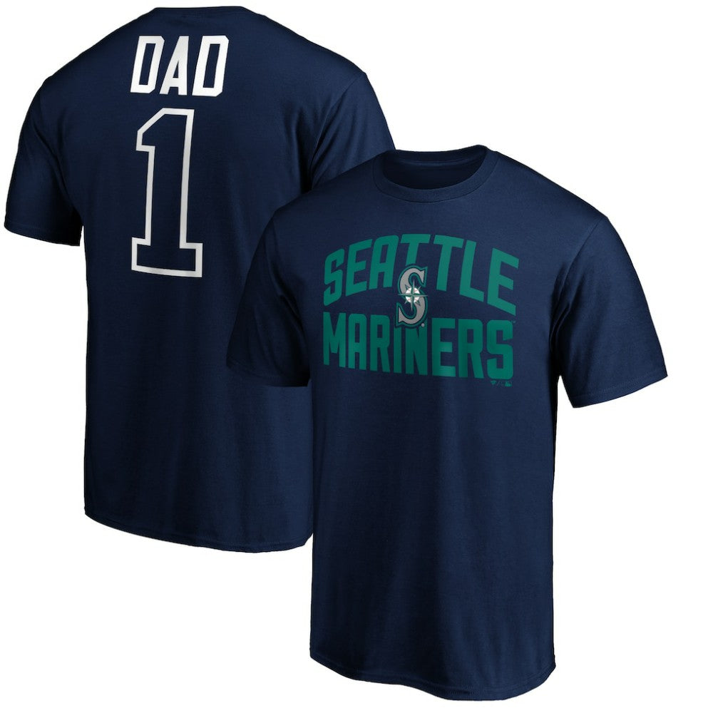 Navy Seattle Mariners Father's Day #1 Dad T-Shirt