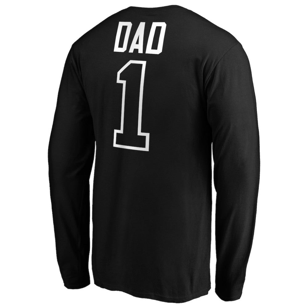 Black Miami Marlins Father's Day #1 Dad Long Sleeve T-Shirt