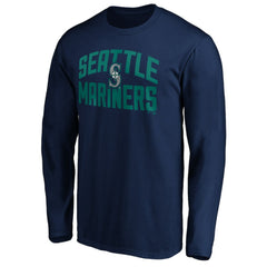 Navy Seattle Mariners Father's Day #1 Dad Long Sleeve T-Shirt