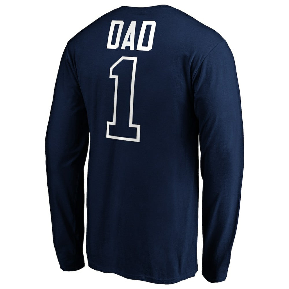 Navy Seattle Mariners Father's Day #1 Dad Long Sleeve T-Shirt