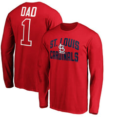 Red St. Louis Cardinals Father's Day #1 Dad Long Sleeve T-Shirt
