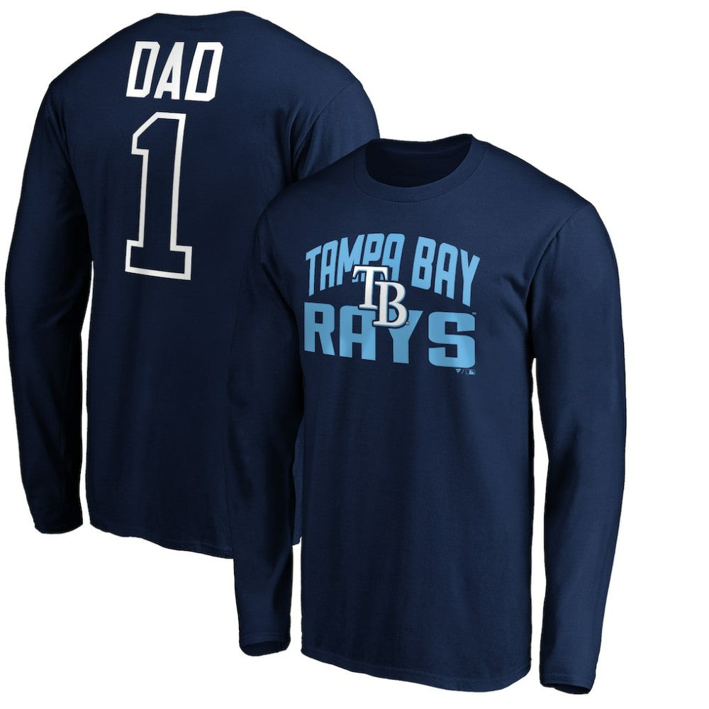 Navy Tampa Bay Rays Father's Day #1 Dad Long Sleeve T-Shirt
