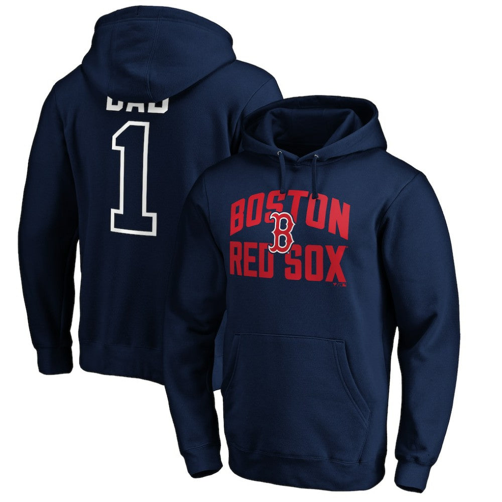 Navy Boston Red Sox Father's Day #1 Dad Pullover Hoodie