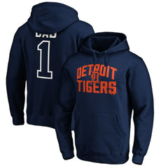 Navy Detroit Tigers Father's Day #1 Dad Pullover Hoodie