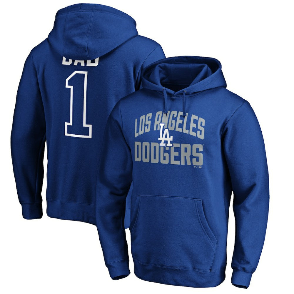 Royal Los Angeles Dodgers Father's Day #1 Dad Pullover Hoodie