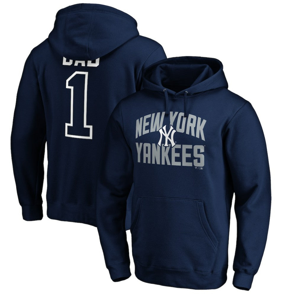 Navy New York Yankees Father's Day #1 Dad Pullover Hoodie