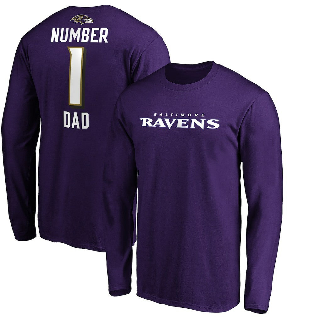 #1 Dad Long Sleeve Team Logo T-Shirt - Baltimore Ravens T-shirts