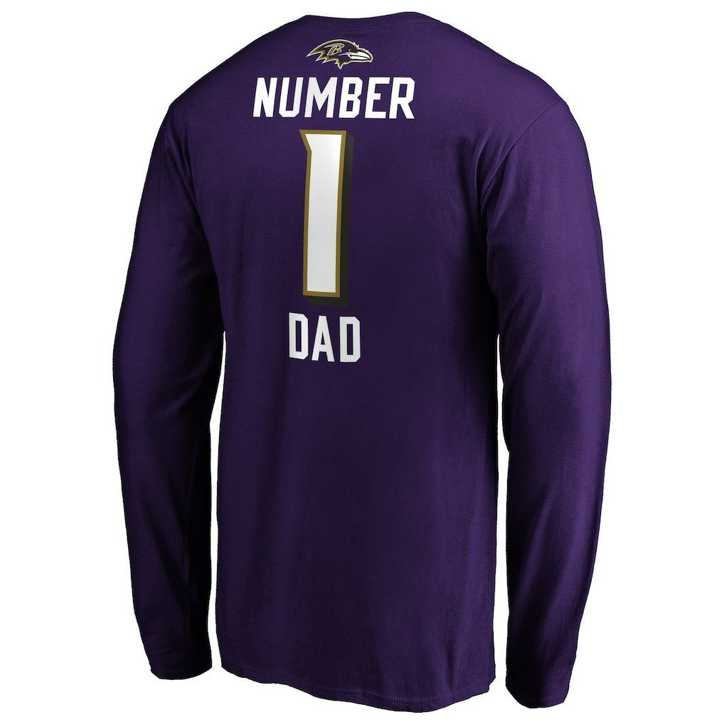 #1 Dad Long Sleeve Team Logo T-Shirt - Baltimore Ravens T-shirts