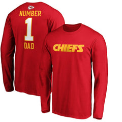 #1 Dad Long Sleeve Team Logo T-Shirt - Kansas City Chiefs T-shirts