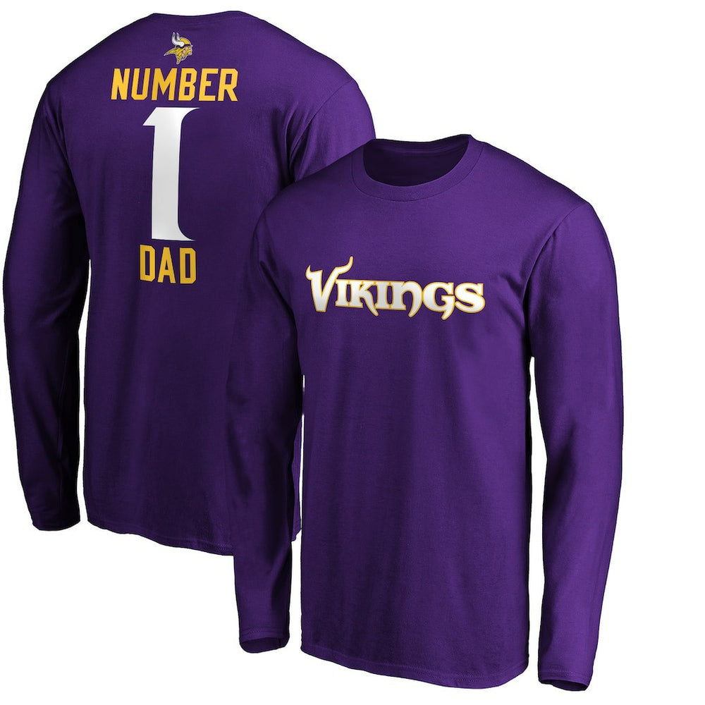 #1 Dad Long Sleeve Team Logo T-Shirt - Minnesota Vikings T-shirts