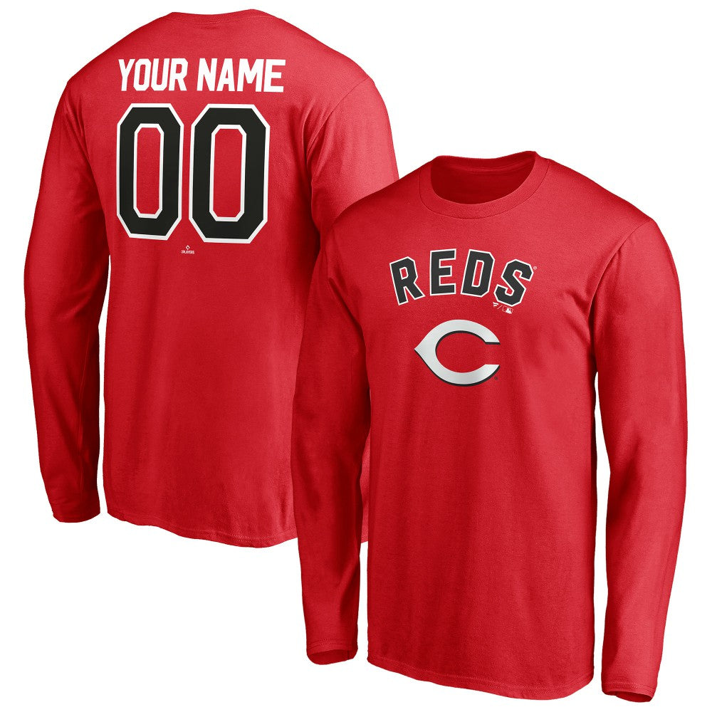 Red Cincinnati Reds Personalized Winning Streak Name & Number Long Sleeve T-Shirt