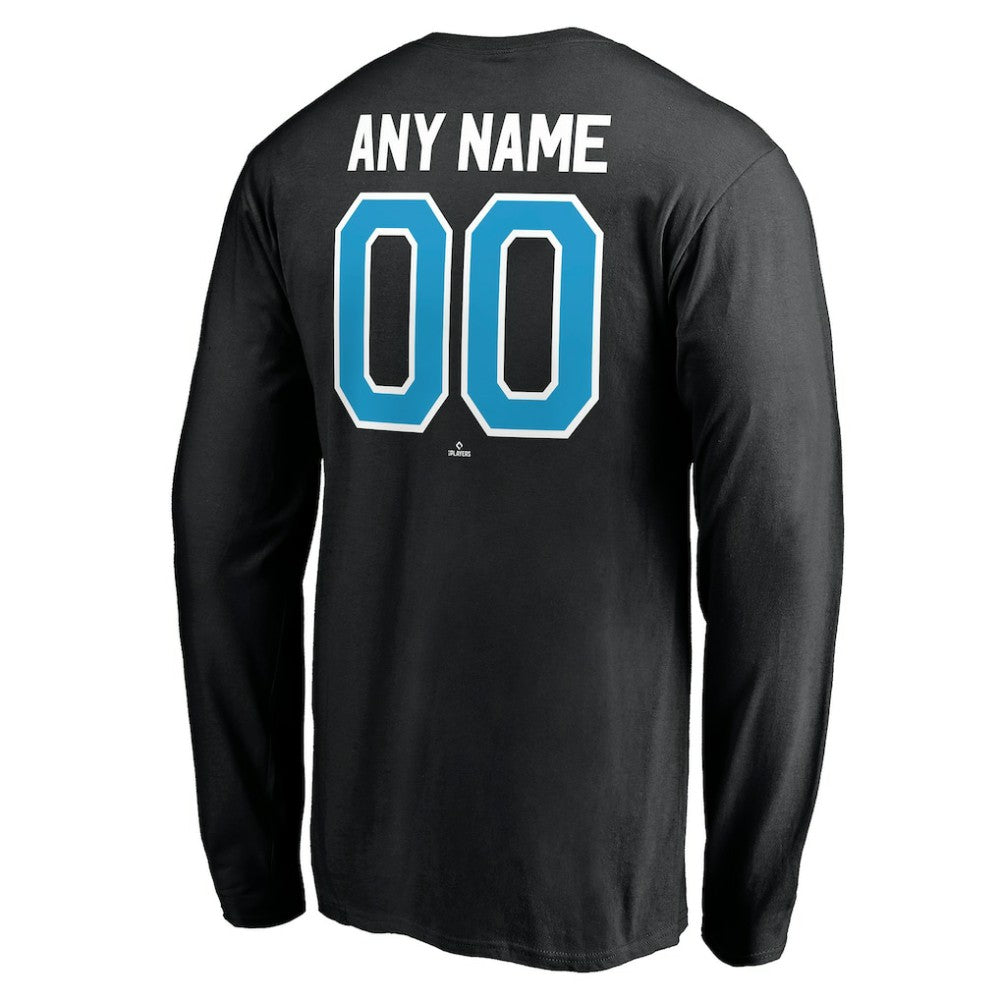 Black Miami Marlins Personalized Winning Streak Name & Number Long Sleeve T-Shirt