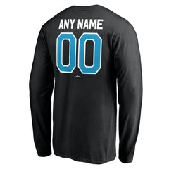Black Miami Marlins Personalized Winning Streak Name & Number Long Sleeve T-Shirt