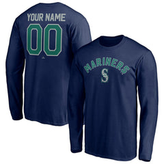 Navy Seattle Mariners Personalized Winning Streak Name & Number Long Sleeve T-Shirt