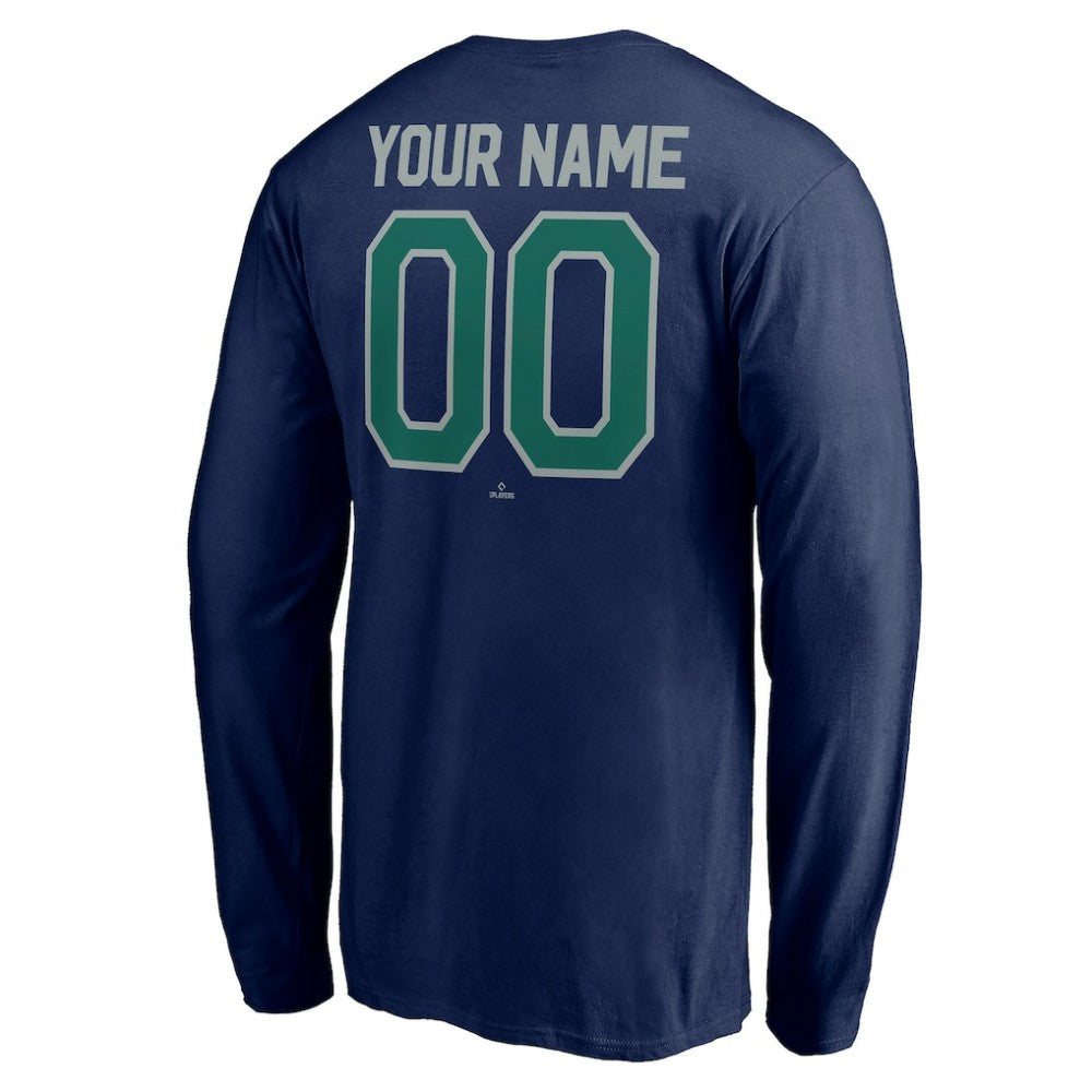 Navy Seattle Mariners Personalized Winning Streak Name & Number Long Sleeve T-Shirt