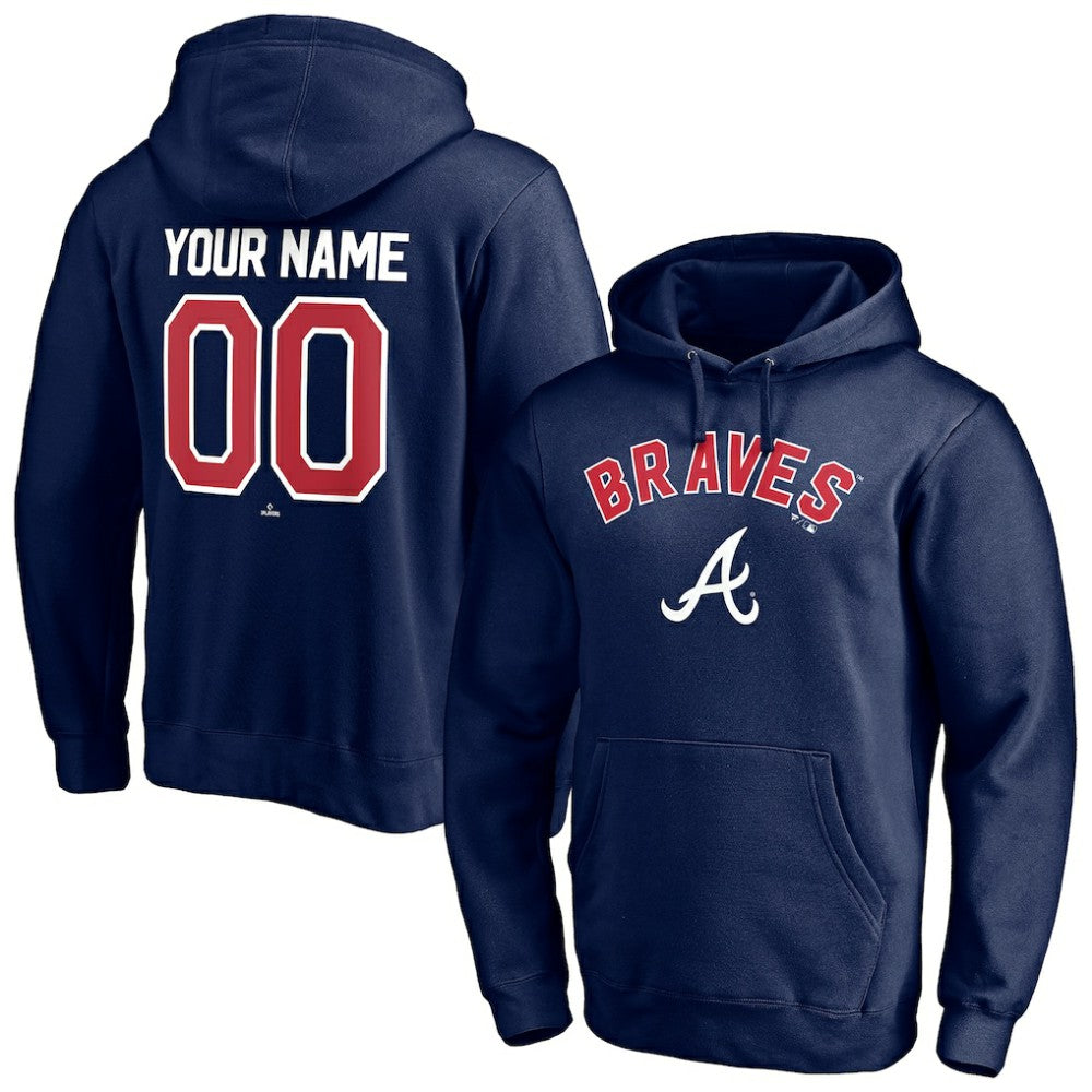 Navy Atlanta Braves Personalized Winning Streak Name & Number Pullover Hoodie