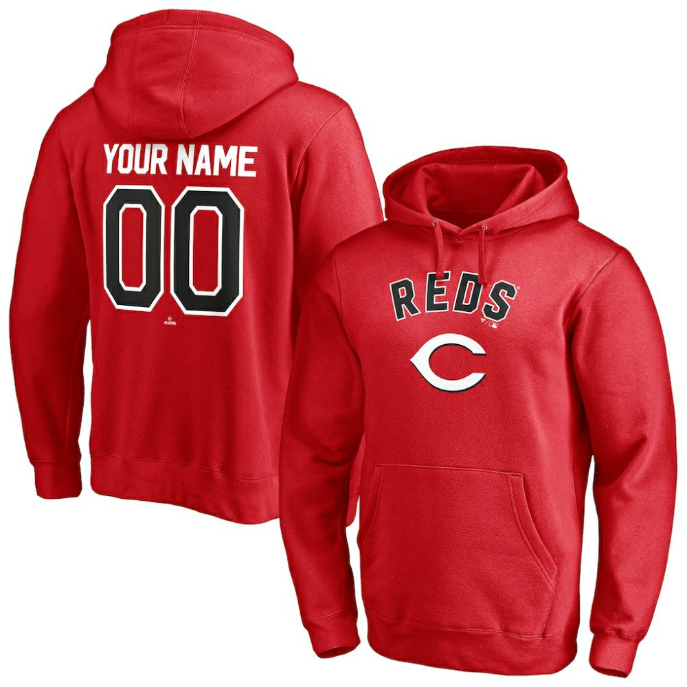 Red Cincinnati Reds Personalized Winning Streak Name & Number Pullover Hoodie