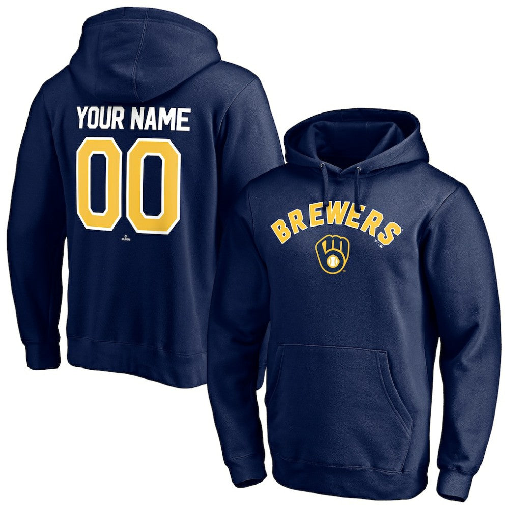 Navy Milwaukee Brewers Personalized Winning Streak Name & Number Pullover Hoodie
