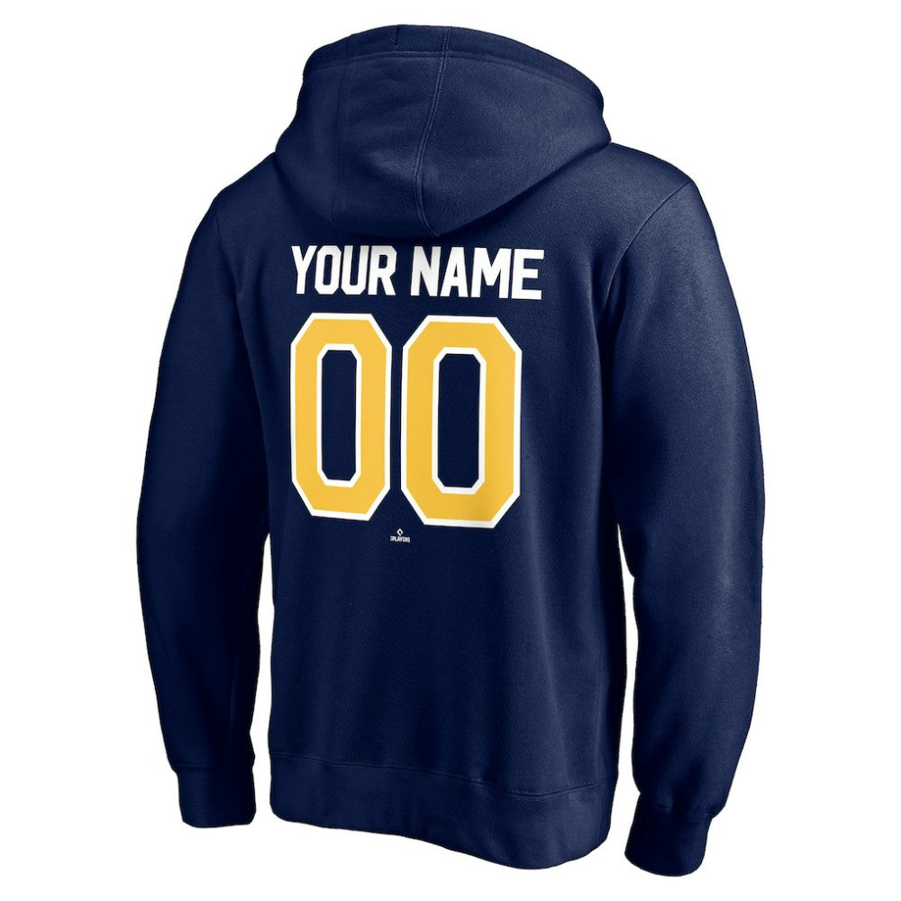 Navy Milwaukee Brewers Personalized Winning Streak Name & Number Pullover Hoodie