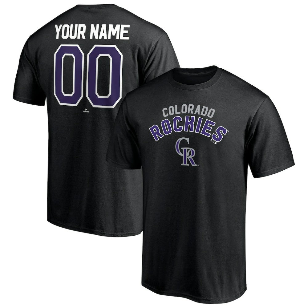 Black Colorado Rockies Personalized Team Winning Streak Name & Number T-Shirt