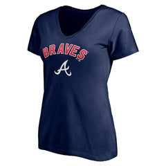 Navy Atlanta Braves Women's Personalized Winning Streak Name & Number V-Neck T-Shirt