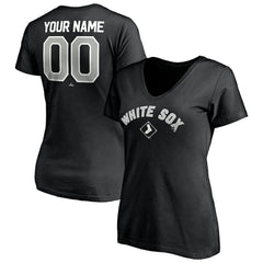 Black Chicago White Sox Women's Personalized Winning Streak Name & Number V-Neck T-Shirt