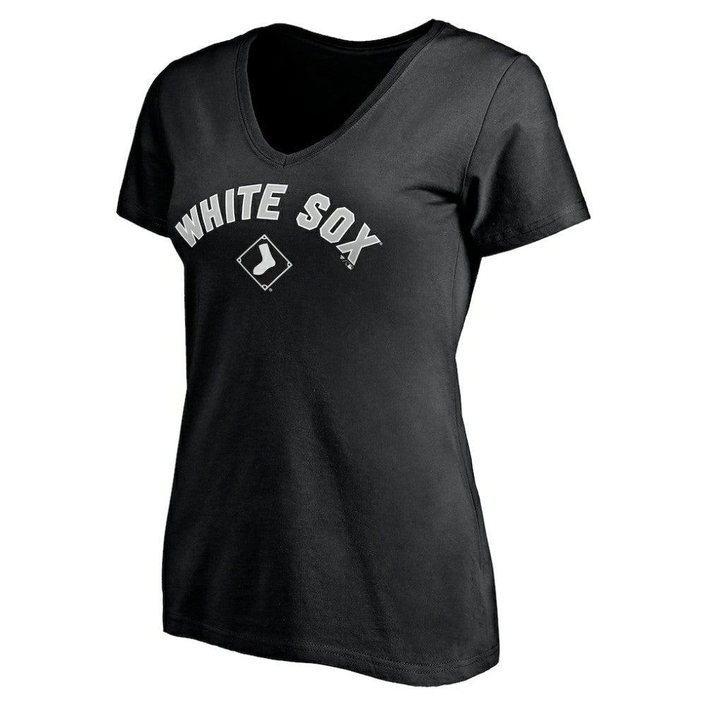 Black Chicago White Sox Women's Personalized Winning Streak Name & Number V-Neck T-Shirt