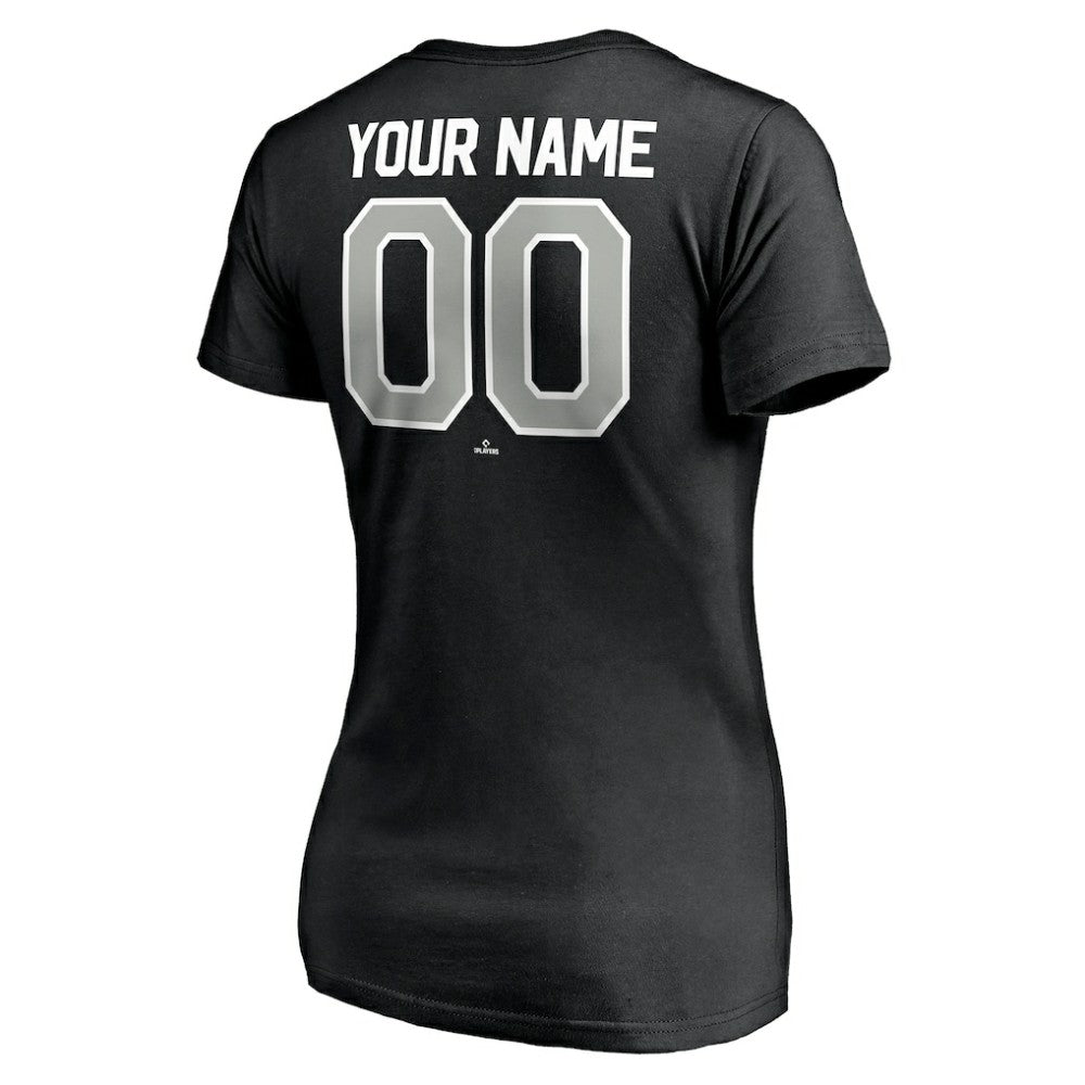Black Chicago White Sox Women's Personalized Winning Streak Name & Number V-Neck T-Shirt
