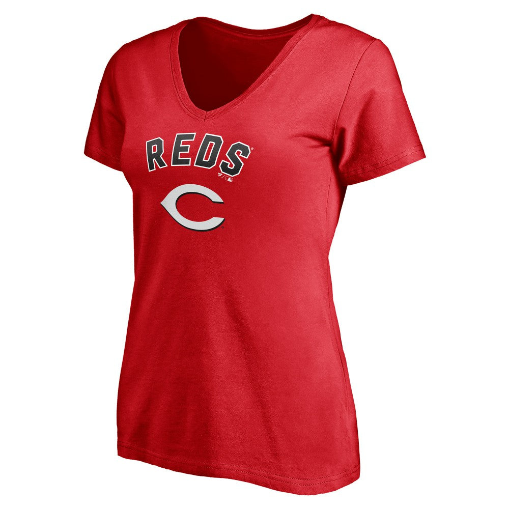 Red Cincinnati Reds Women's Personalized Winning Streak Name & Number V-Neck T-Shirt