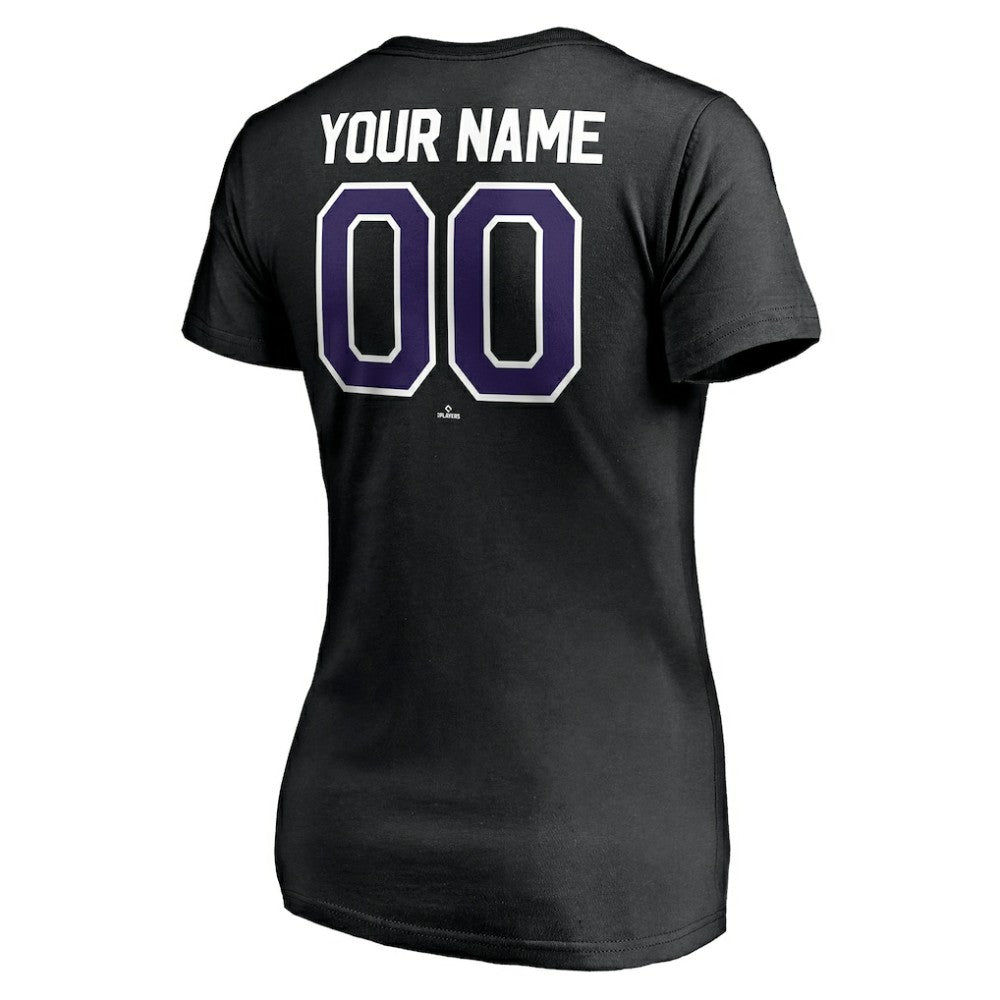 Black Colorado Rockies Women's Personalized Winning Streak Name & Number V-Neck T-Shirt