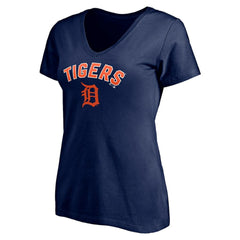 Navy Detroit Tigers Women's Personalized Winning Streak Name & Number V-Neck T-Shirt