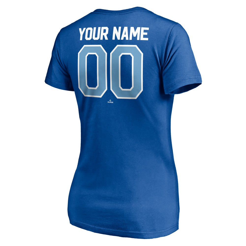 Royal Kansas City Royals Women's Personalized Winning Streak Name & Number V-Neck T-Shirt