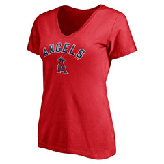 Red Los Angeles Angels Women's Personalized Winning Streak Name & Number V-Neck T-Shirt