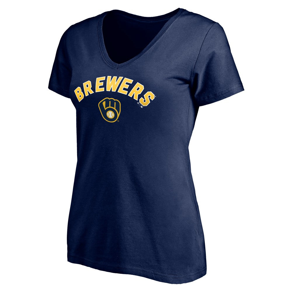 Navy Milwaukee Brewers Women's Personalized Winning Streak Name & Number V-Neck T-Shirt