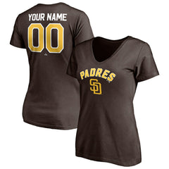 Brown San Diego Padres Women's Personalized Winning Streak Name & Number V-Neck T-Shirt