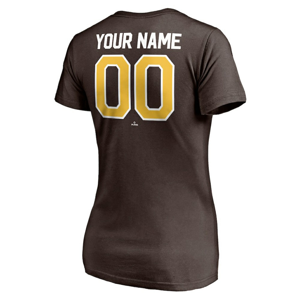 Brown San Diego Padres Women's Personalized Winning Streak Name & Number V-Neck T-Shirt