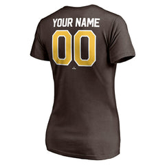 Brown San Diego Padres Women's Personalized Winning Streak Name & Number V-Neck T-Shirt