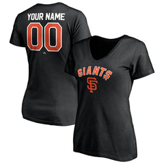 Black San Francisco Giants Women's Personalized Winning Streak Name & Number V-Neck T-Shirt