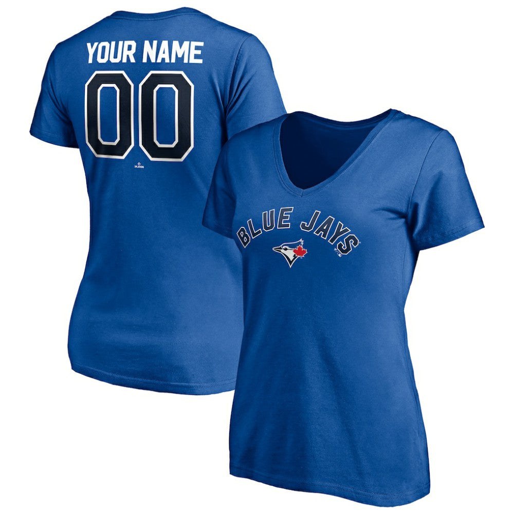 Royal Toronto Blue Jays Women's Personalized Winning Streak Name & Number V-Neck T-Shirt