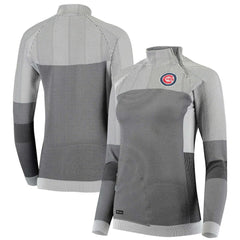 Gray Chicago Cubs Levelwear Women's Verse Asymmetrical Raglan Tri-Blend Quarter-Zip Jacket