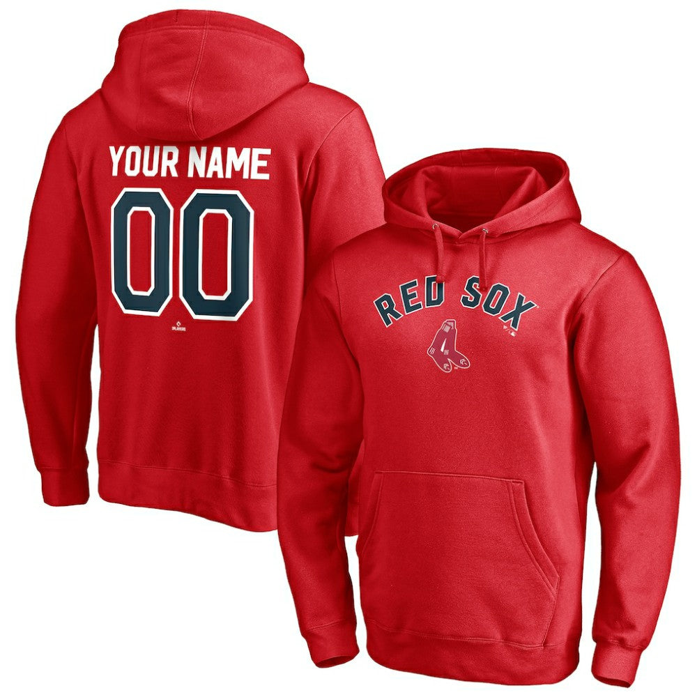Red Boston Red Sox Cooperstown Winning Streak Personalized Name & Number Pullover Hoodie