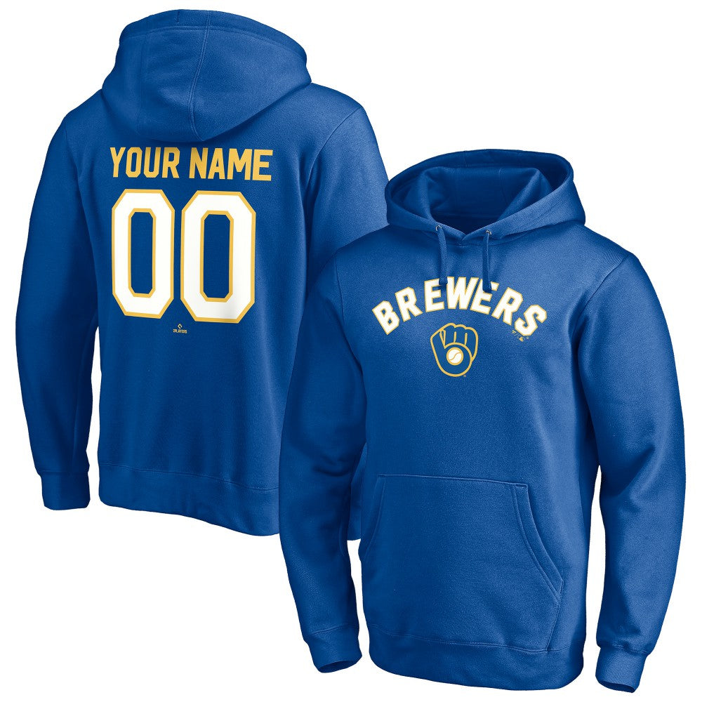 Royal Milwaukee Brewers Cooperstown Winning Streak Personalized Name & Number Pullover Hoodie