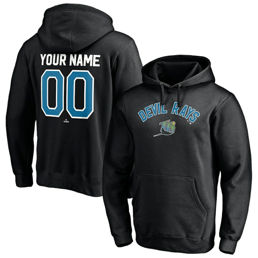 Black Tampa Bay Rays Cooperstown Winning Streak Personalized Name & Number Pullover Hoodie