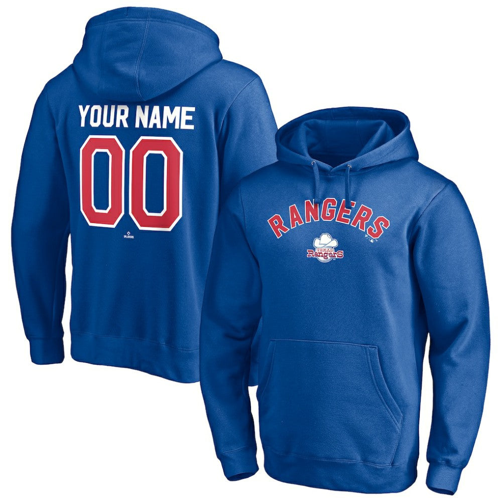 Royal Texas Rangers Cooperstown Winning Streak Personalized Name & Number Pullover Hoodie