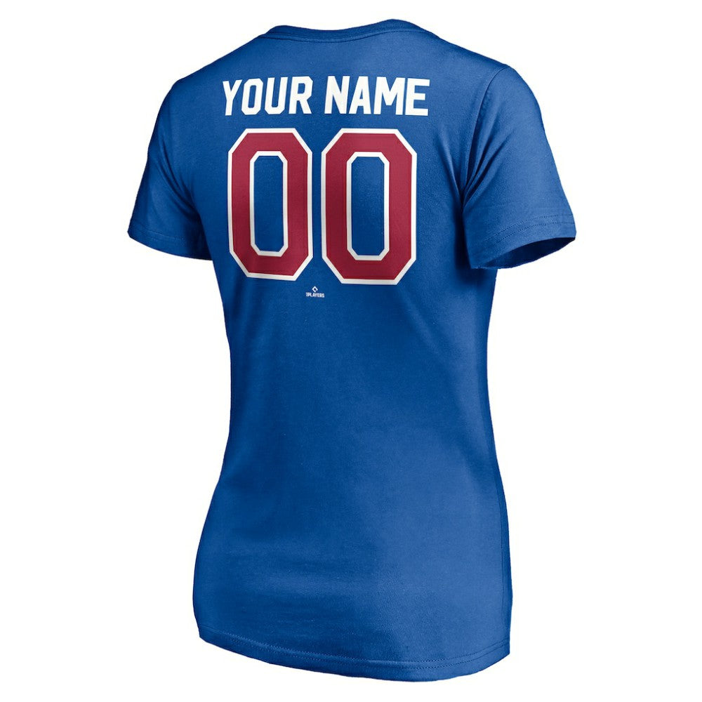 Royal Atlanta Braves Women's Cooperstown Winning Streak Personalized Name & Number V-Neck T-Shirt