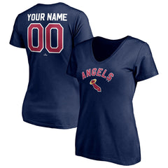 Navy Los Angeles Angels Women's Cooperstown Winning Streak Personalized Name & Number V-Neck T-Shirt